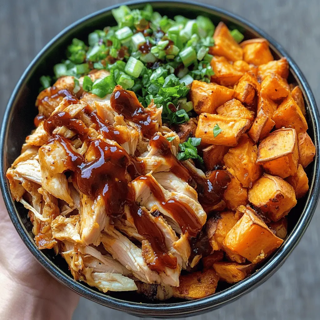 These BBQ Chicken and Roasted Sweet Potato Bowls pack a punch of flavors with tender chicken coated in tangy BBQ sauce served over a bed of creamy roasted sweet potatoes. Perfect for a weeknight dinner, they are both wholesome and satisfying. Save this recipe for your next meal prep or family gathering to impress everyone with your delicious cooking!