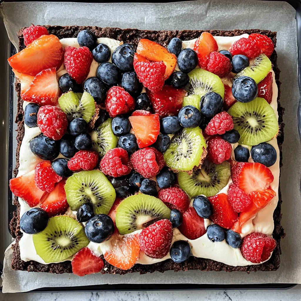 This Brownie Fruit Pizza is a delightful twist on traditional pizza! With a luscious brownie base topped with creamy frosting and fresh, colorful fruits, it's perfect for any occasion. Whether it's a birthday celebration or a summer gathering, this dessert will surely impress. Save this recipe for a sweet treat that everyone will love!