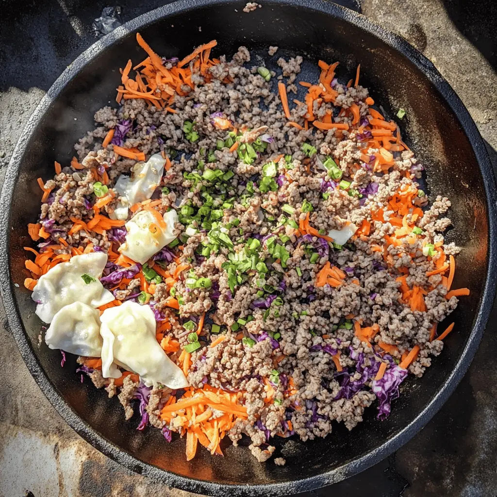 This Eggroll in a Bowl recipe is a fun twist on classic egg rolls, made right on your Blackstone griddle! Featuring crisp cabbage, juicy ground pork, and vibrant veggies, it’s a quick, flavorful dish that's perfect for busy weeknights. Save this pin for a tasty meal everyone will love, ideal for gatherings or a cozy family dinner!