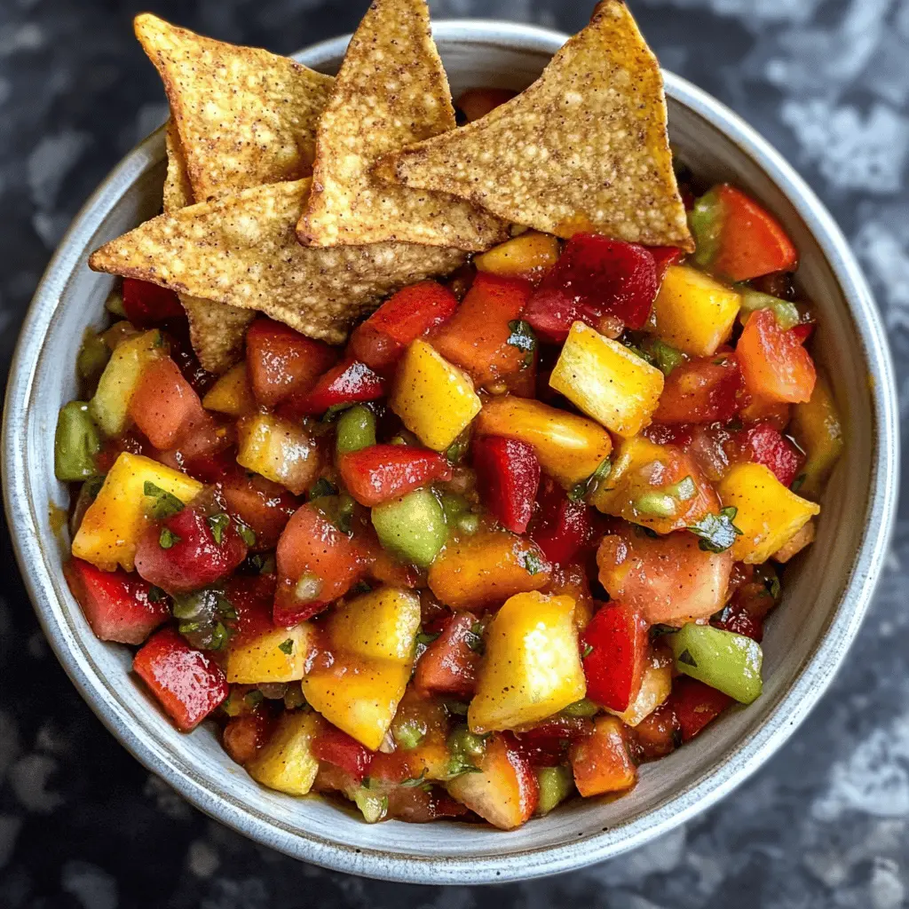 Brighten up your snack time with this refreshing Fruit Salsa paired with crispy cinnamon chips! Perfectly sweet and bursting with colorful fruits, this recipe is a delightful twist for parties, picnics, or simply enjoying at home. Save this pin for a fun and easy treat that will impress your family and friends!