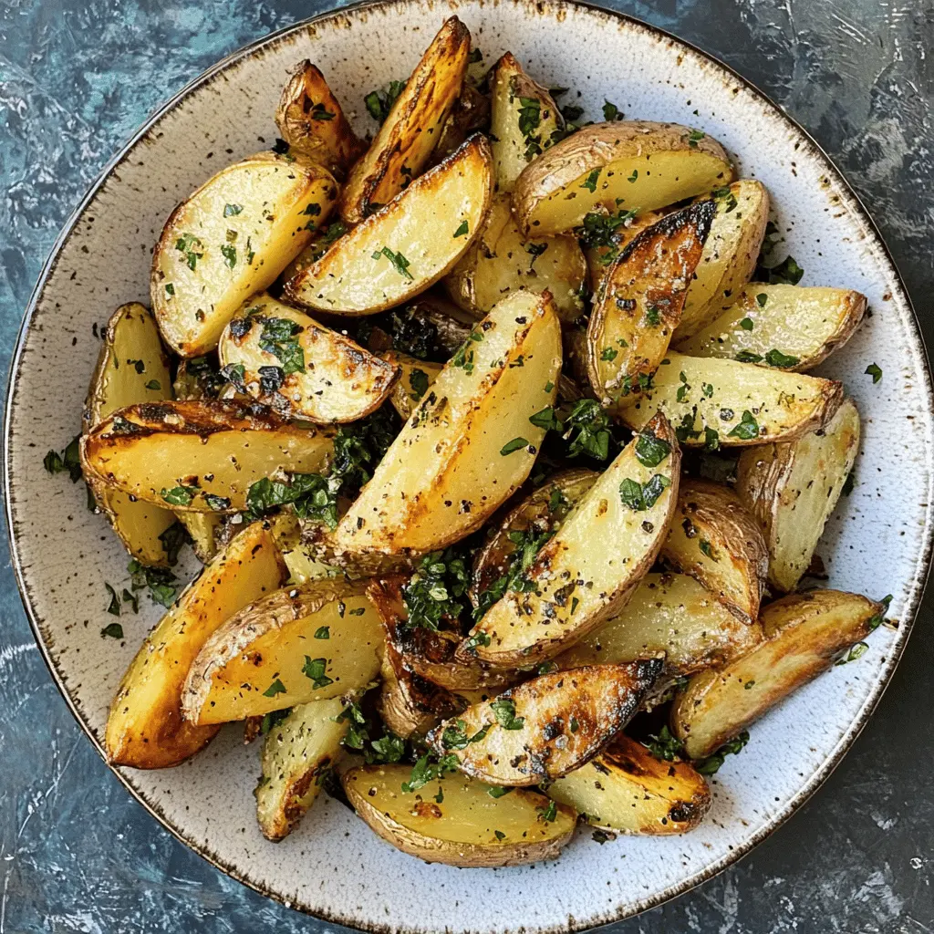 These Greek Roasted Potatoes are the perfect side dish! Coated in olive oil, garlic, and fresh herbs, they offer a crispy exterior and a fluffy interior. Enjoy the zesty lemon and earthy flavors that brighten up any meal. Save this recipe for busy weeknights or to impress guests at your next gathering! 🍋🥔✨ #GreekPotatoes #SideDish #HealthyCooking