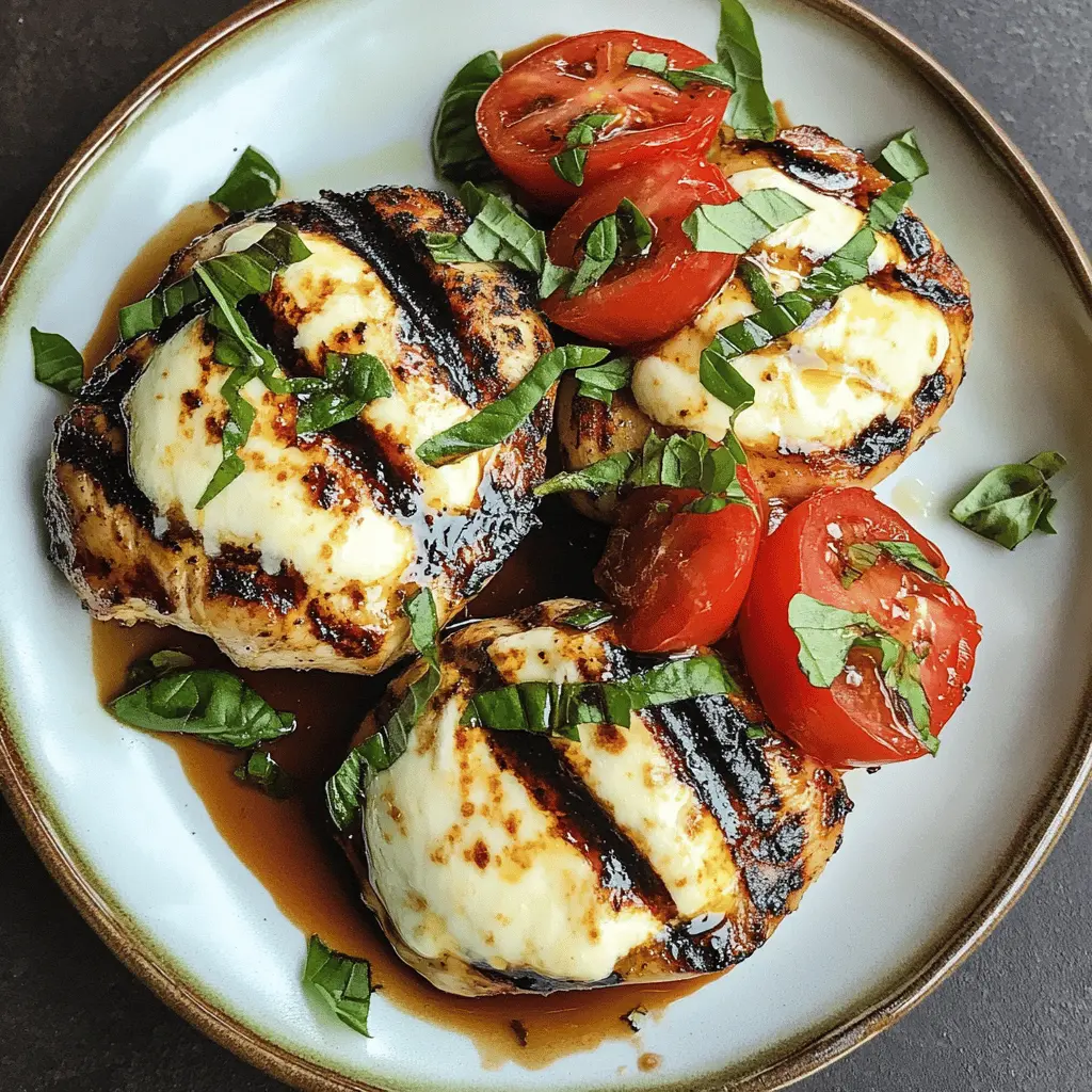 Juicy grilled chicken smothered in fresh basil, juicy tomatoes, and creamy mozzarella makes this Grilled Chicken Caprese a must-try! Perfect for summer barbecues or a light dinner option. Save this recipe for an easy meal that bursts with flavor and bright colors. Your dinner guests will be impressed!