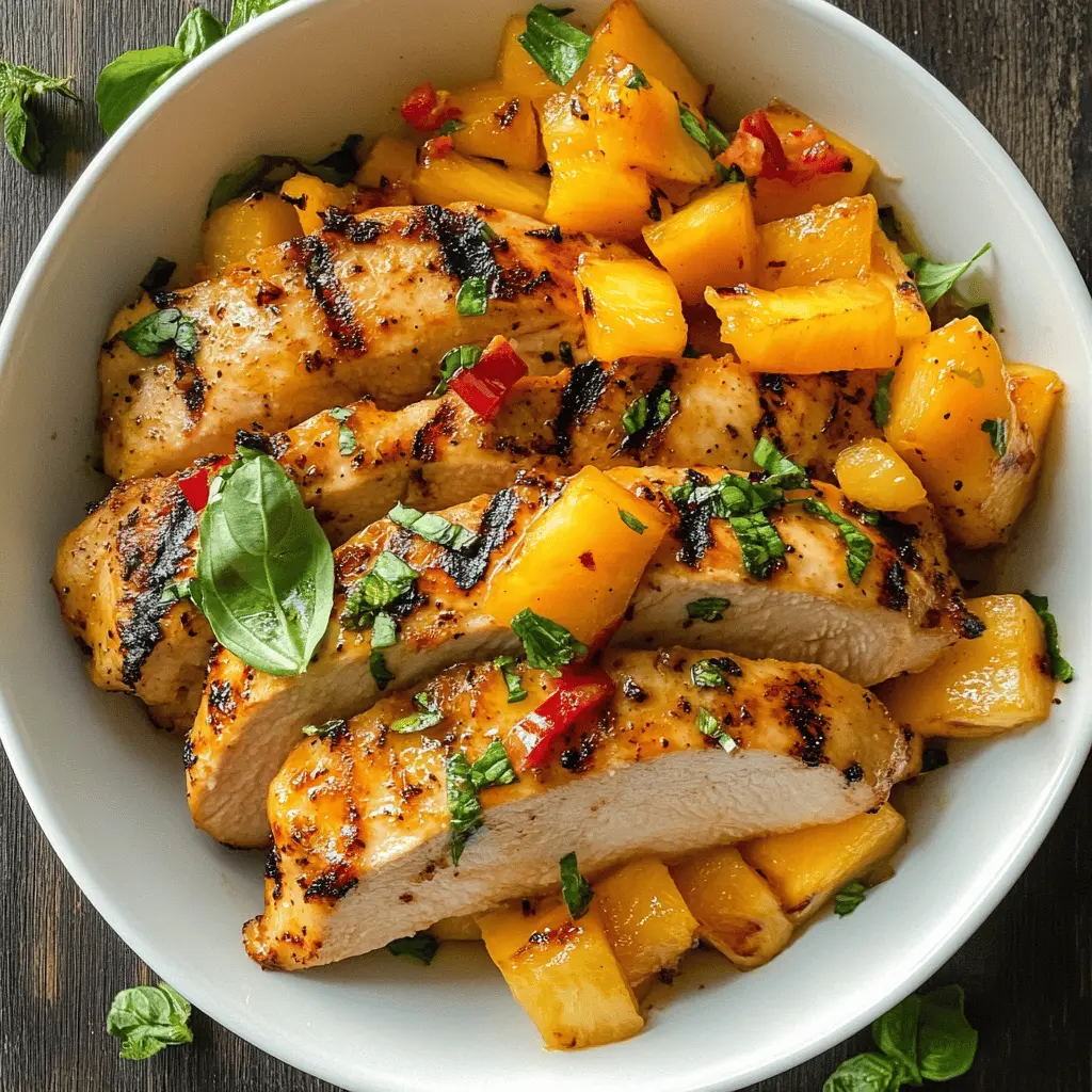Looking for a deliciously vibrant dish? Try this Grilled Mango Pineapple Chicken! Juicy chicken meets the sweet and tangy flavors of fresh mango and pineapple. Perfect for easy weeknight dinners or summer BBQs! Save this recipe now and impress your family and friends with a tropical twist on a classic favorite!