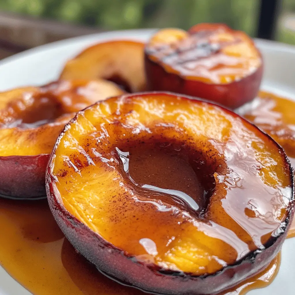 Sweet and juicy grilled peaches drizzled with warm cinnamon honey sauce make the perfect summer treat. This easy recipe highlights the natural flavors of peaches while adding a hint of warmth with a sweet sauce. Great for BBQs, desserts, or a light snack! Save this pin to bring a burst of flavor to your next gathering!