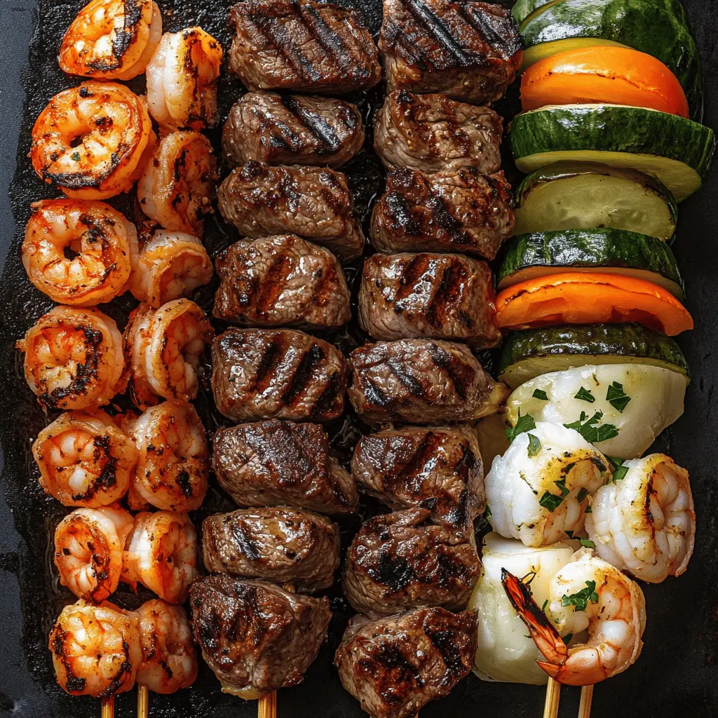 Transform your outdoor gathering with these mouthwatering Grilled Steak and Shrimp Kabobs! Packed with juicy steak and tender shrimp, these skewers are bursting with flavor and perfect for summer barbecues or quick weeknight dinners. Save this recipe for easy grilling, and impress your friends and family at your next cookout!
