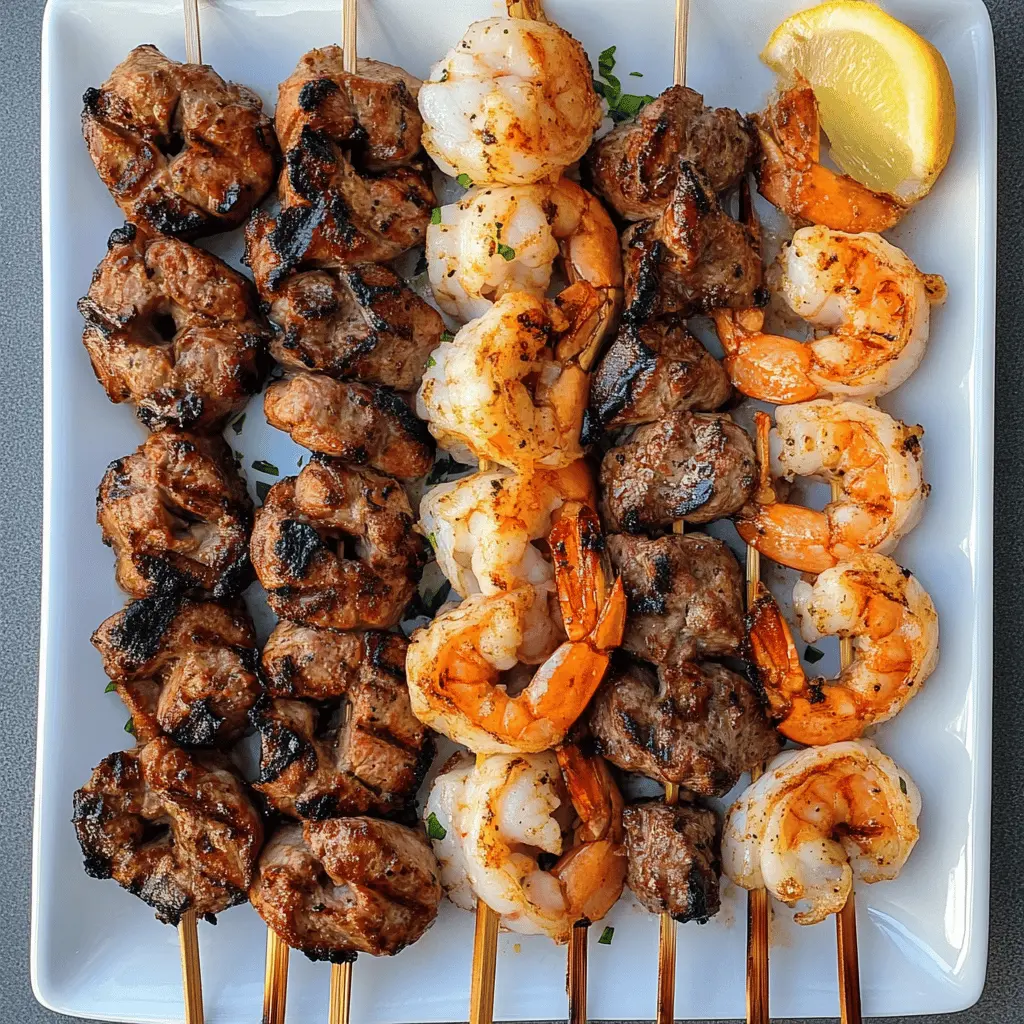 Elevate your BBQ with these Grilled Surf and Turf Skewers! Featuring tender steak and juicy shrimp, these flavorful skewers are perfect for summer gatherings or cozy evenings. The combination of spices and a hint of smoke brings out the best in these ingredients. Save this recipe for your next grill session and impress your guests with a delightful meal!