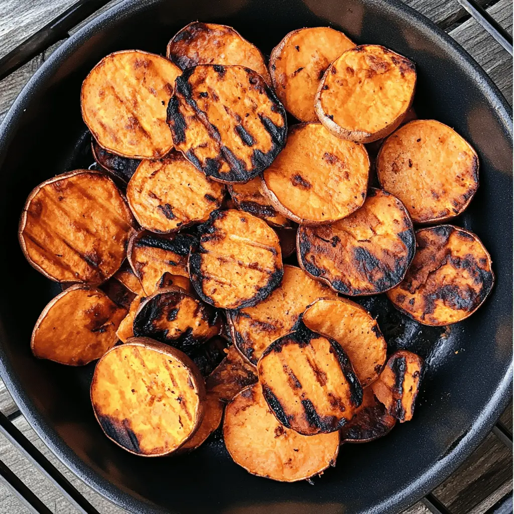 Get ready to enjoy the perfect side dish with these Grilled Sweet Potatoes! Tender and caramelized, these naturally sweet veggies are seasoned with olive oil and herbs, making them a hit for any cookout or dinner. They're easy to prepare and packed with flavor—just slice, grill, and savor! Save this recipe now for your next barbecue or family gathering!