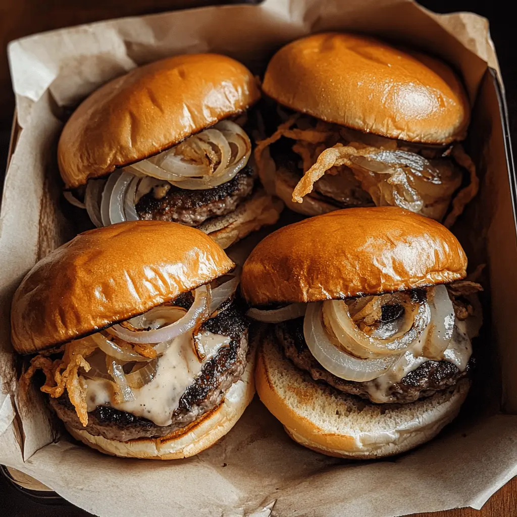 Get ready to experience a true Oklahoma classic with these Fried Onion Burgers! Juicy beef patties cooked to perfection and topped with crispy, golden onions make for a mouthwatering meal. Perfect for a summer cookout or weeknight dinner, these burgers will impress your family and friends. Save this recipe for your next BBQ and enjoy a taste of the Southwest!