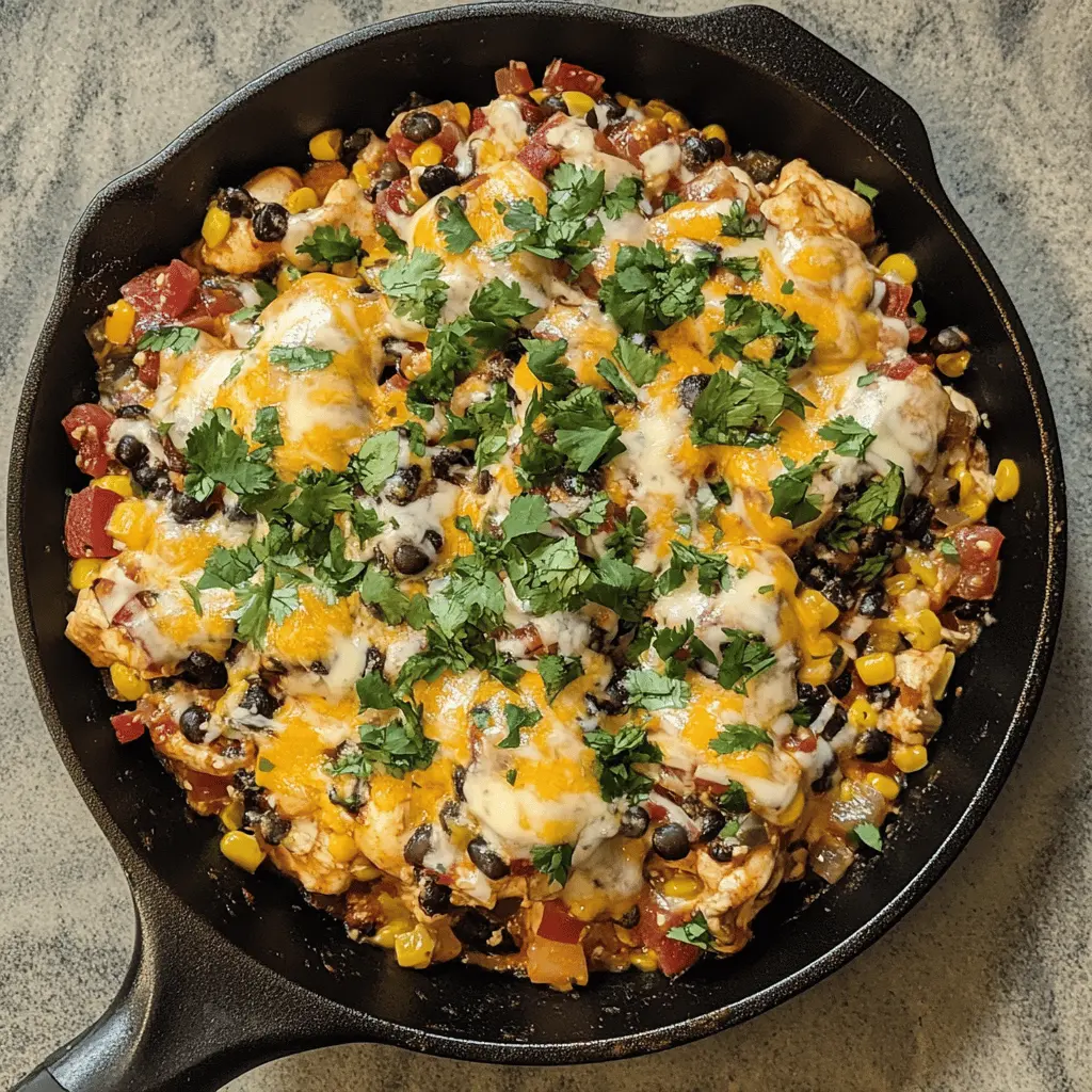 Looking for a quick and tasty dinner? Try this Santa Fe Chicken Skillet! Packed with juicy chicken, vibrant bell peppers, and zesty spices, it's a one-pan meal that brings bold Southwestern flavors to your table. Perfect for busy weeknights or casual gatherings! Save this simple recipe for a delicious and satisfying dish anytime.
