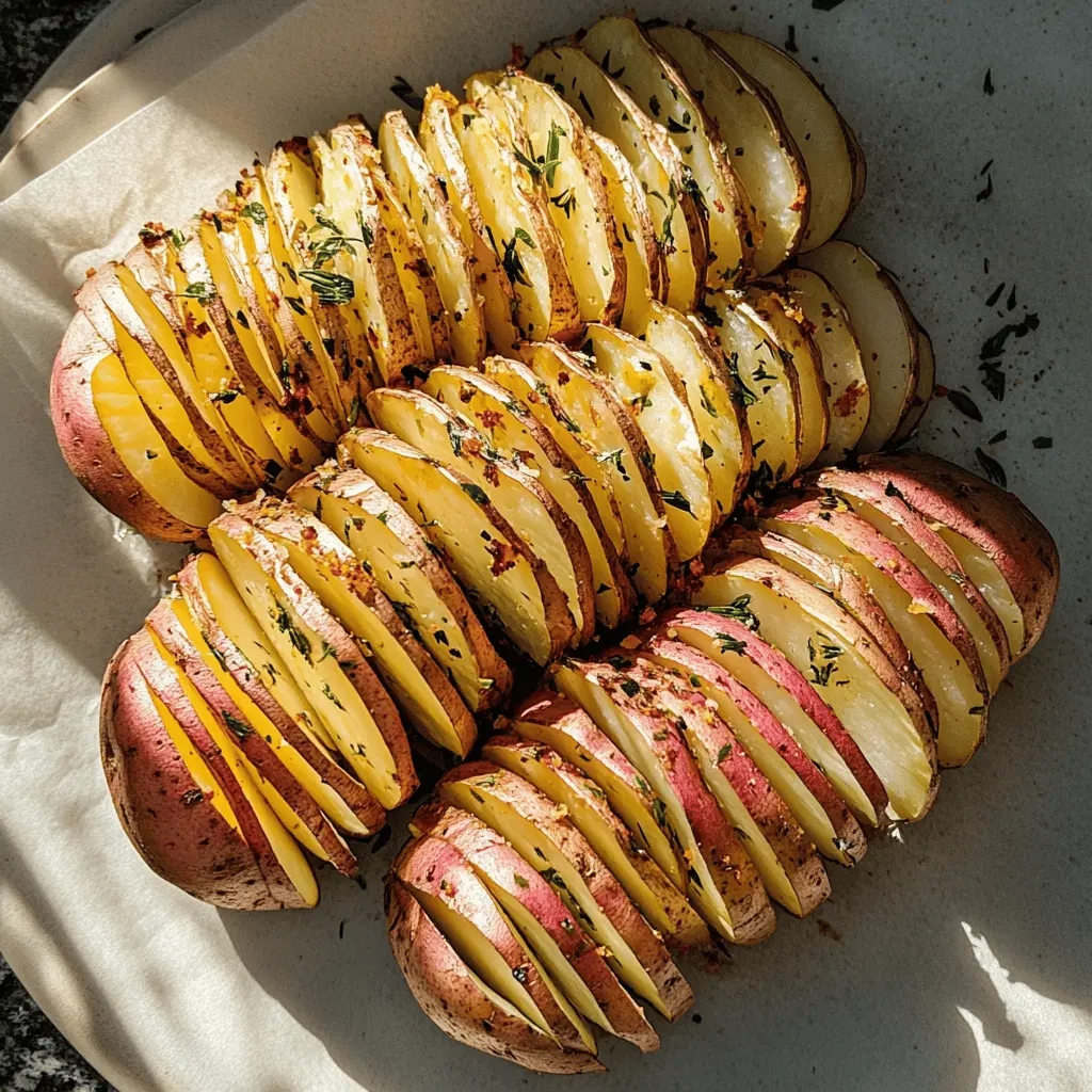 Transform your dinner with these deliciously seasoned sliced baked potatoes! Perfectly crispy on the outside and fluffy on the inside, this dish is a fantastic side for any meal. Made with simple ingredients like fresh herbs and olive oil, they're easy to whip up for a weeknight dinner or a special occasion. Save this recipe now and impress your family or guests with a comfort food classic!