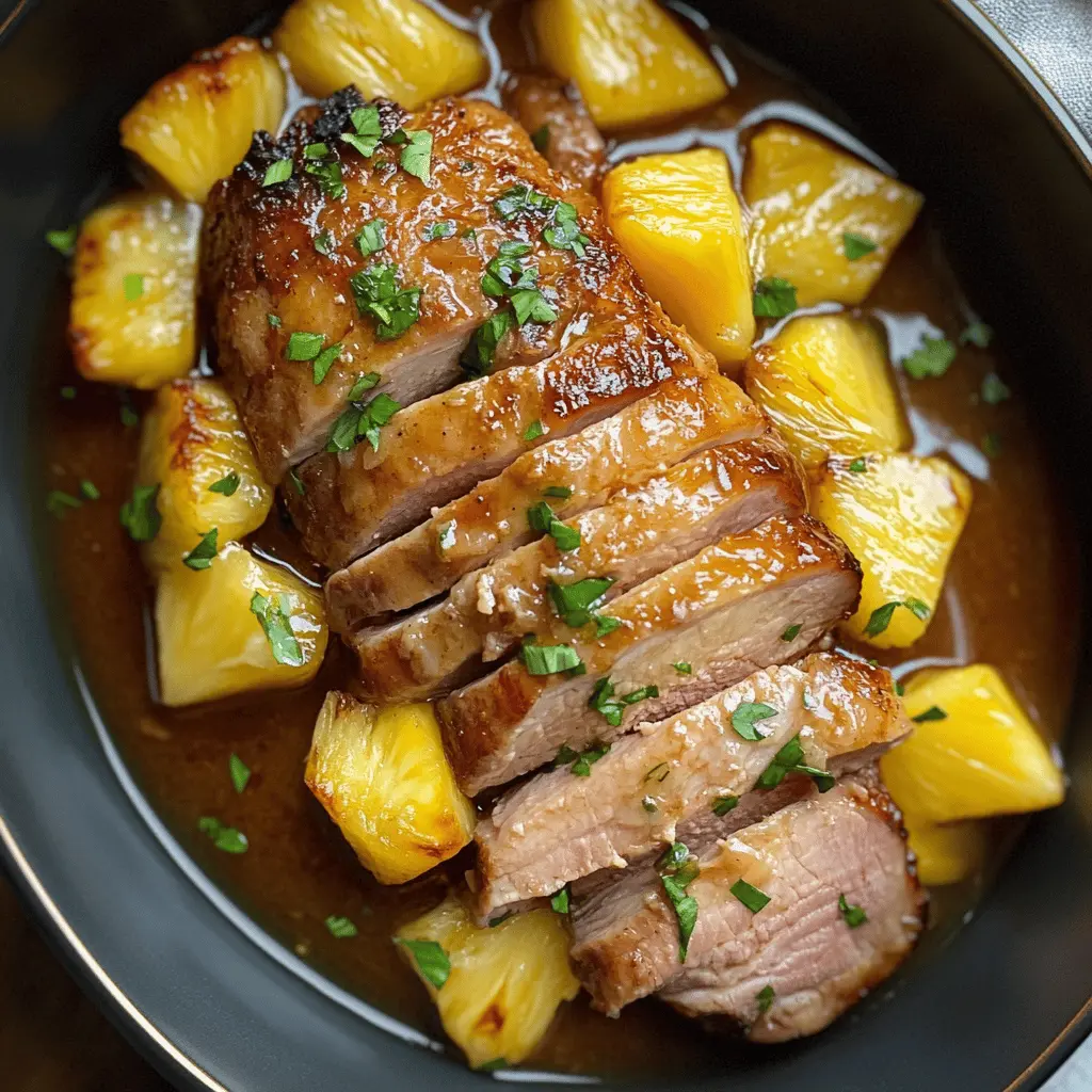 Enjoy a deliciously tender Slow Cooker Pineapple Pork Loin that balances sweet and savory flavors perfectly! This easy recipe features juicy pork paired with the tropical taste of pineapple and a hint of spice. It's ideal for family dinners or gatherings. Save this recipe to create a mouthwatering meal your loved ones will rave about!