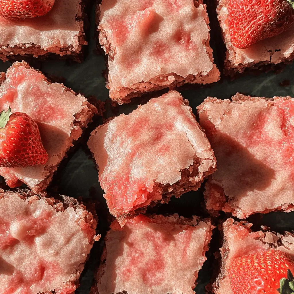 Rich, fudgy strawberry brownies are a delightful treat to satisfy any sweet tooth. These brownies combine luscious chocolate with the fresh taste of strawberries for a unique flavor twist. Perfect for parties, picnics, or a weekend dessert, this simple recipe will have everyone asking for seconds. Save this pin for when you want to impress your friends with a delicious dessert!