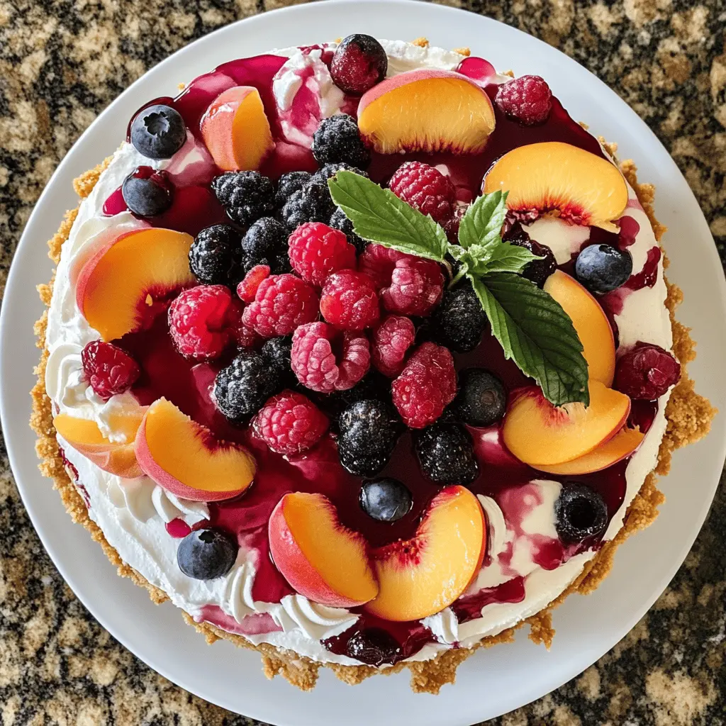 Treat yourself to a delicious Summer Berry and Peach Cheesecake! This refreshing dessert features creamy cheesecake paired with ripe peaches and vibrant mixed berries for a perfect balance of flavors. Ideal for summer gatherings or a sweet finish to any meal. Save this recipe for your next get-together or a special family dessert!