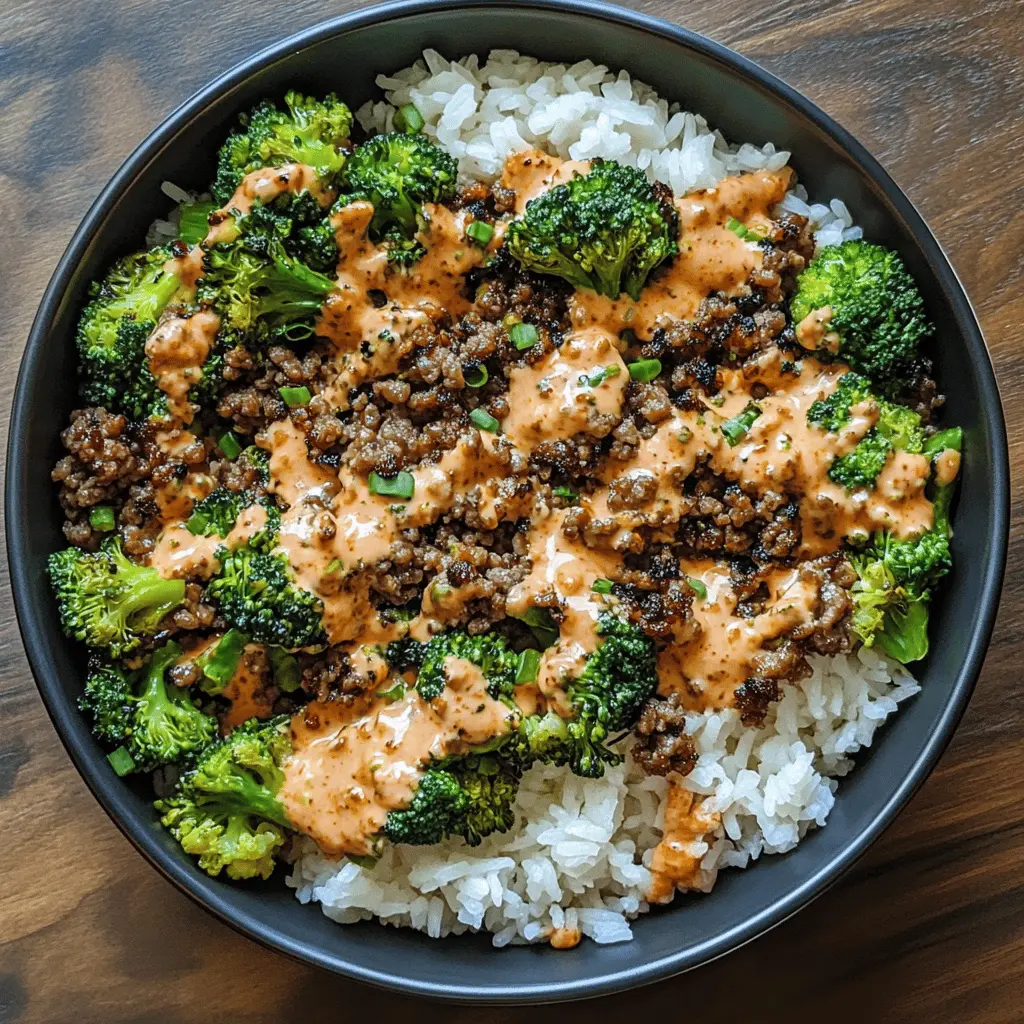 This Teriyaki Ground Beef and Broccoli dish is a quick and tasty meal that's bursting with flavor! Juicy ground beef and crisp-tender broccoli come together in a savory teriyaki sauce, while the creamy Yum Yum sauce adds a delightful twist. Perfect for busy weeknights or meal prep! Save this pin to whip up a delicious dinner that everyone will love!
