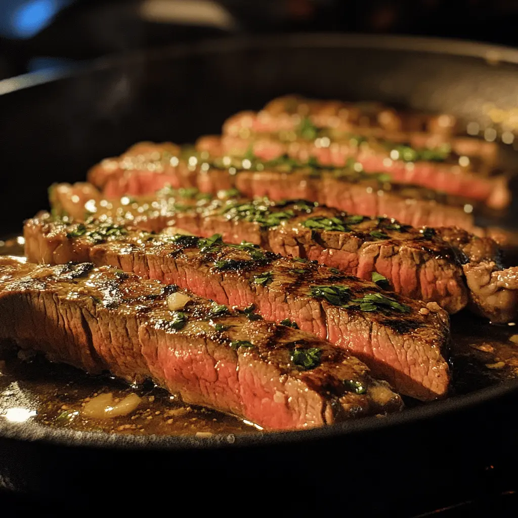 Easy Garlic Butter Flank Steak Skillet Recipe