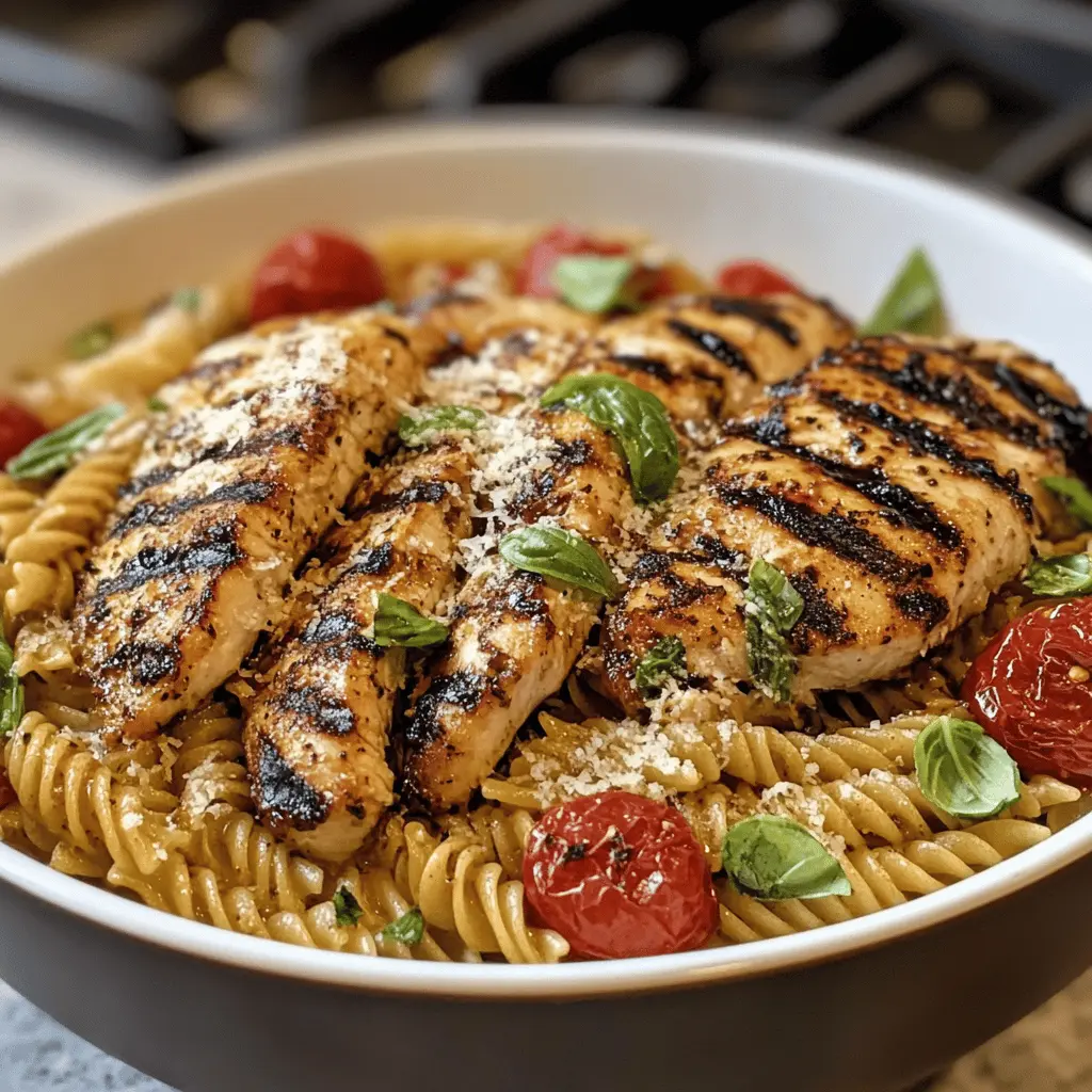 Easy Tomato Basil Pasta with Balsamic Grilled Chicken