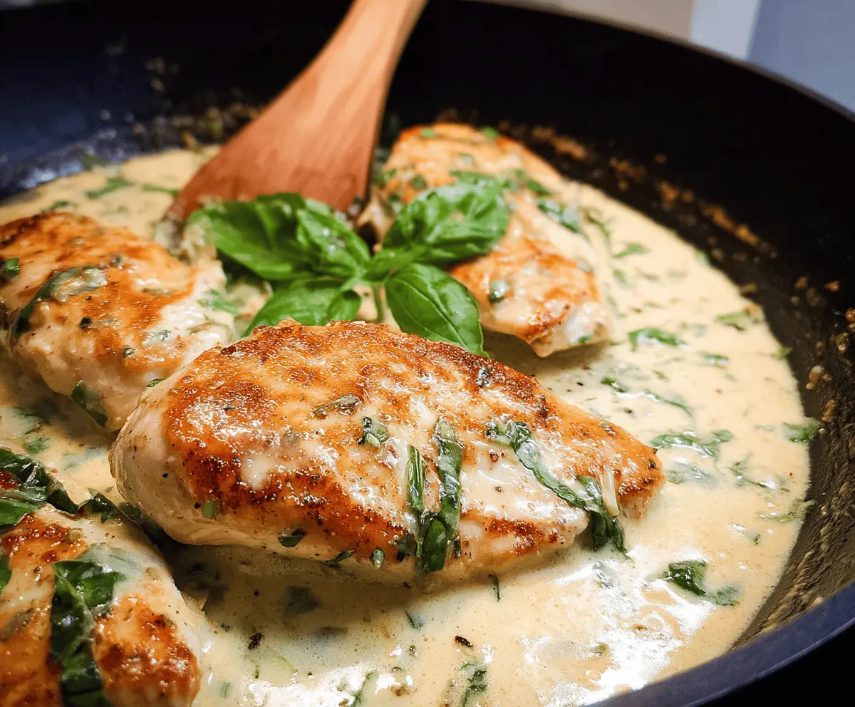 Easy Creamy Basil Chicken Breasts Recipe