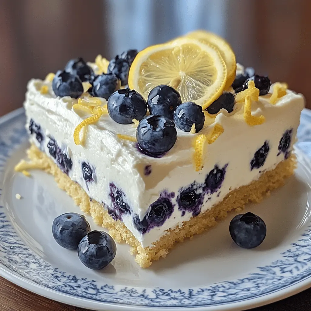 Easy No-Bake Lemon Blueberry Cream Cake