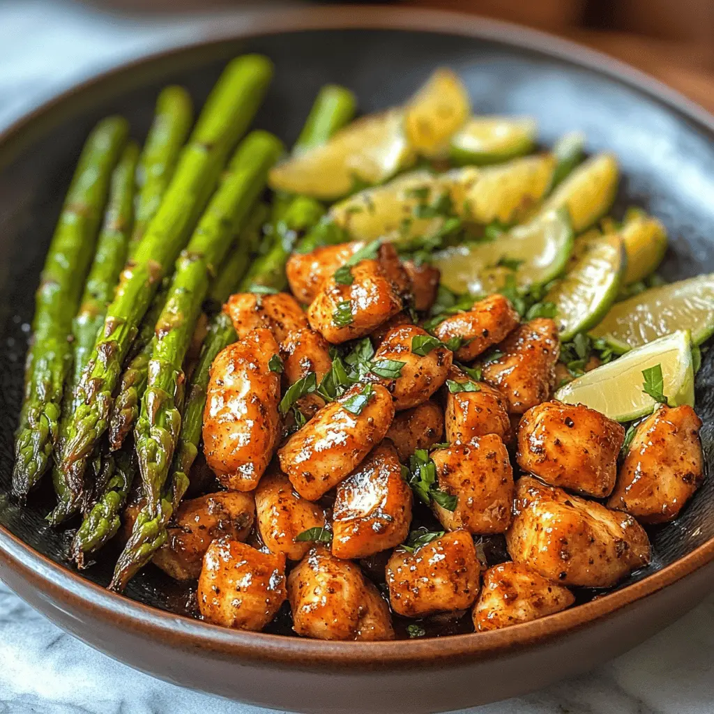 Easy Garlic Butter Chicken Bites with Asparagus