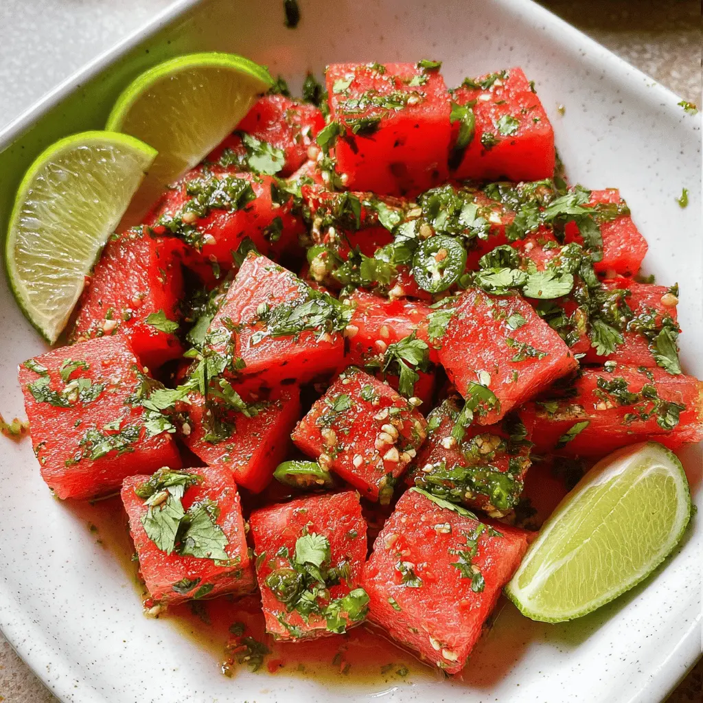Easy Spicy Watermelon Salad with Lime and Cilantro