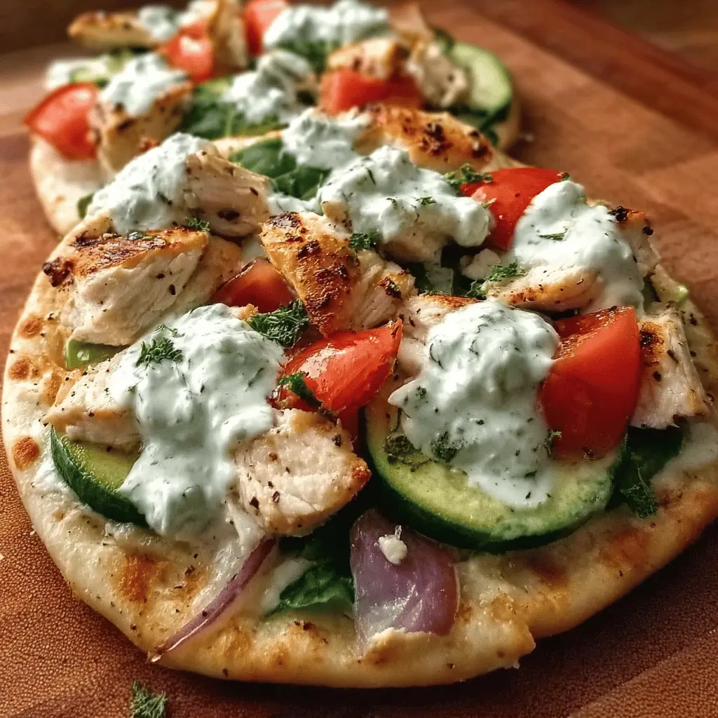 Easy Tzatziki Chicken and Veggie Naan Pizza