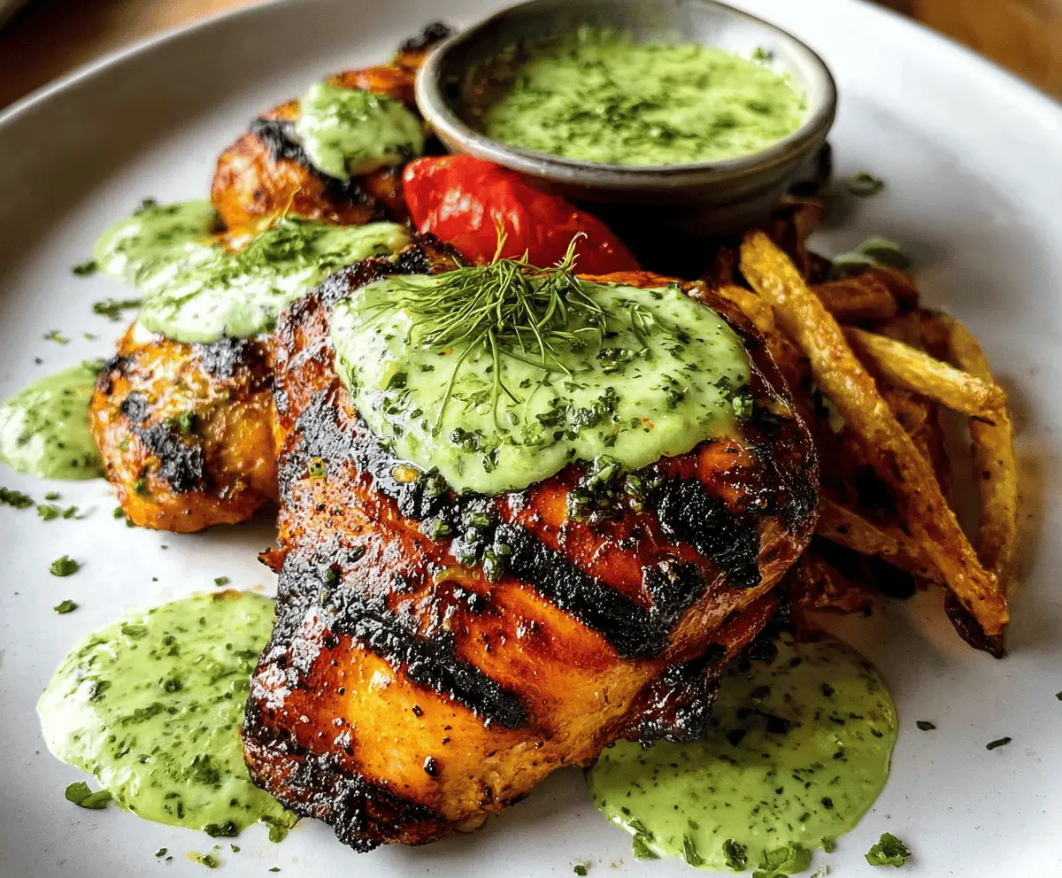 Easy Peruvian Grilled Chicken with Creamy Green Sauce
