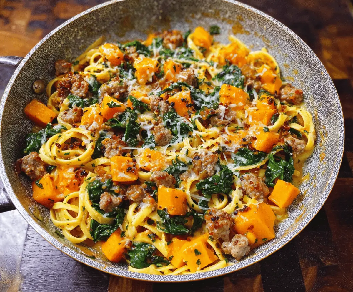Creamy Butternut Squash Pasta With Sausage And Spinach