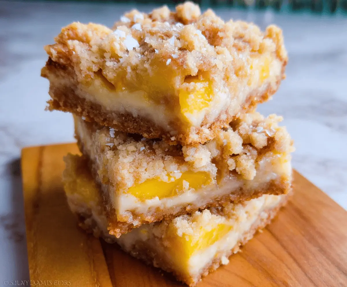 Easy Peaches and Cream Crumble Bars Recipe