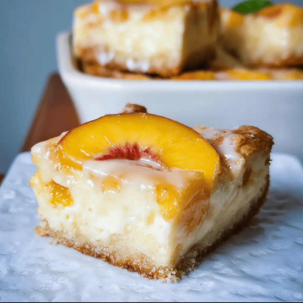 Creamy Peaches and Cream Cheesecake Bars Recipe