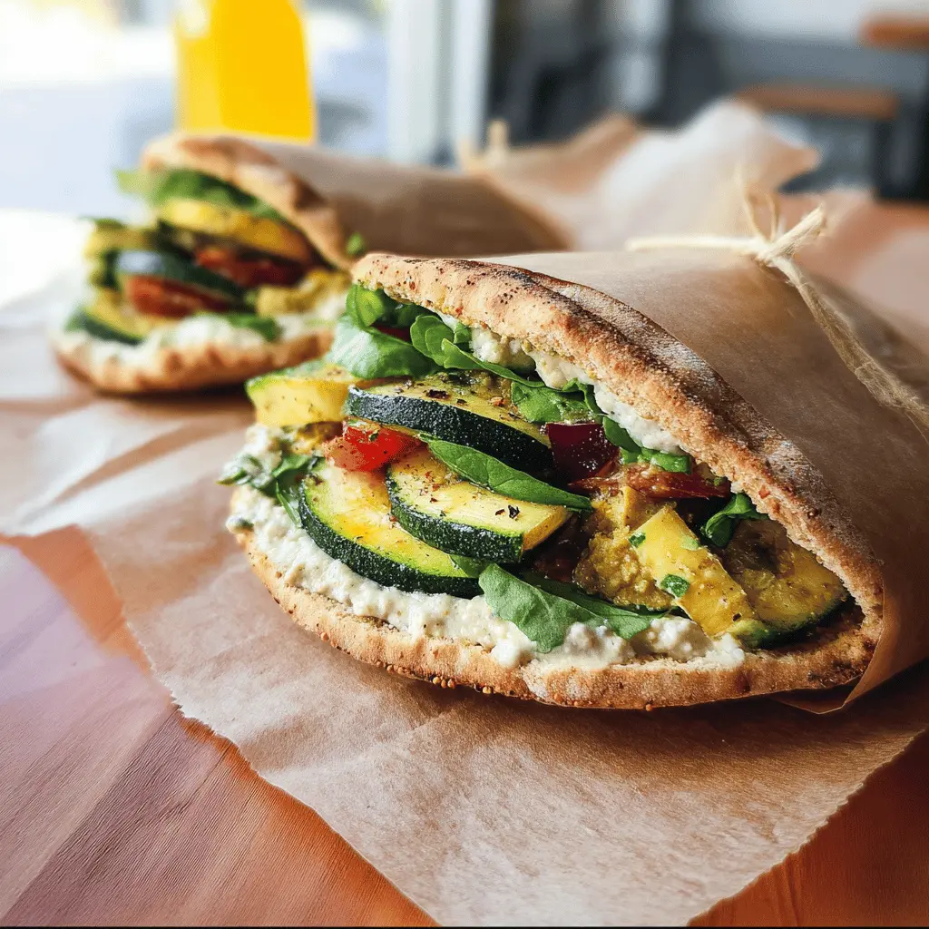 Healthy Zucchini and Hummus Pita Sandwiches
