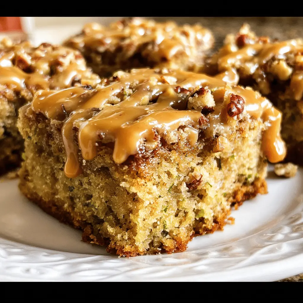 Caramel Frosted Zucchini Pecan Bars Recipe
