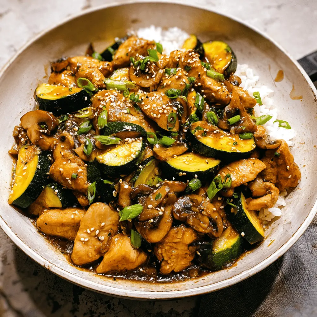 Easy Zucchini Mushroom Chicken Stir Fry Recipe