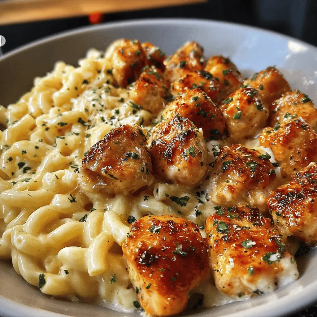 Creamy Garlic Butter Chicken Bites with Parmesan Pasta