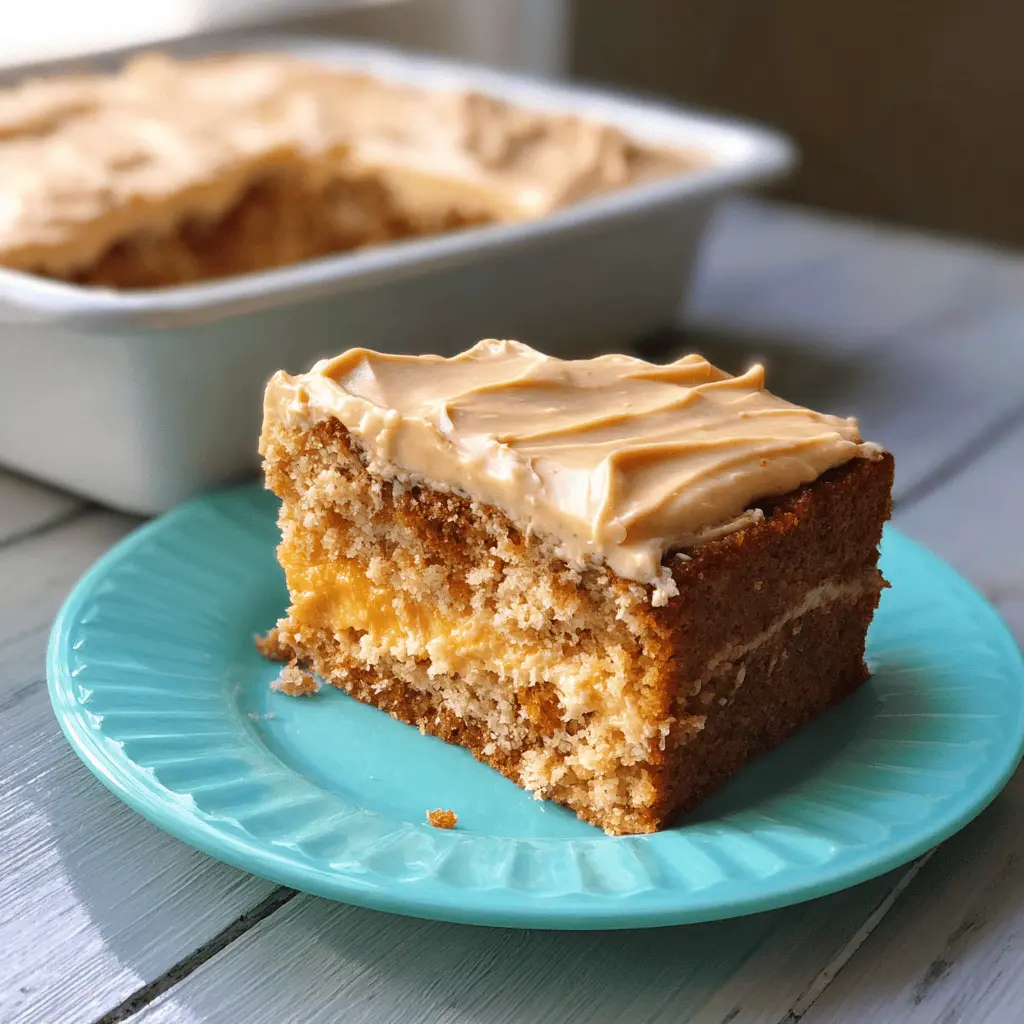 Moist Peach Cake with Brown Sugar Frosting