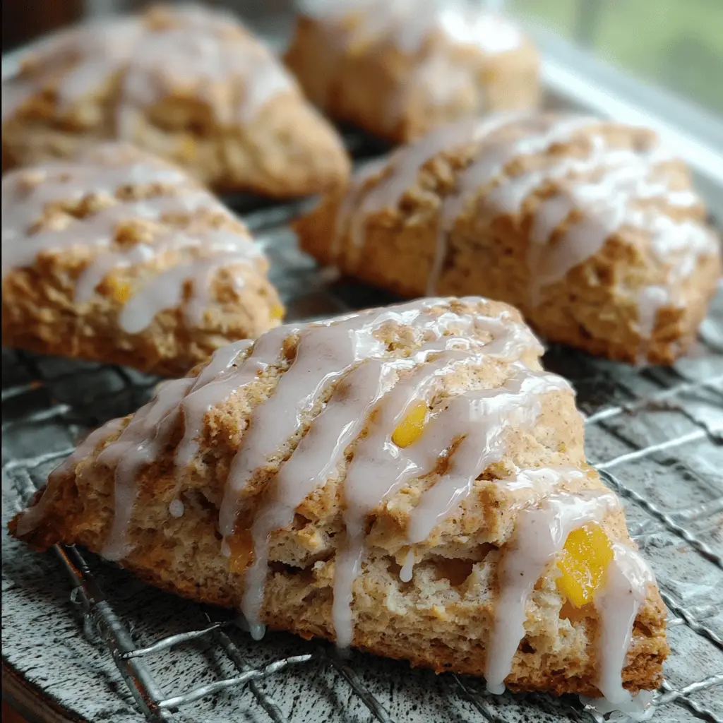 Easy Peach Pie Scones With Vanilla Glaze