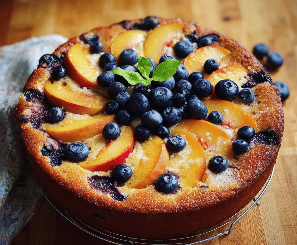 Peach Blueberry Greek Yogurt Cake Recipe