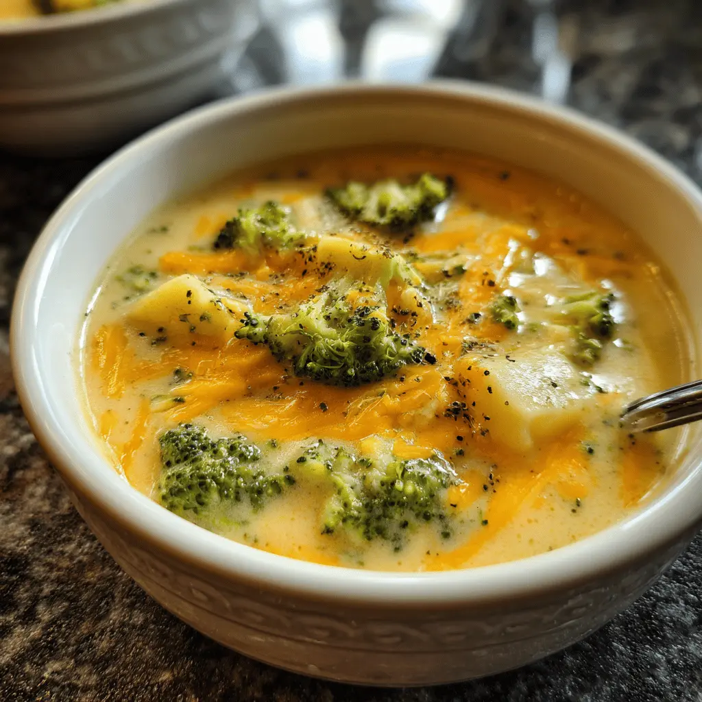 Easy Crock Pot Potato Broccoli Cheddar Soup Recipe