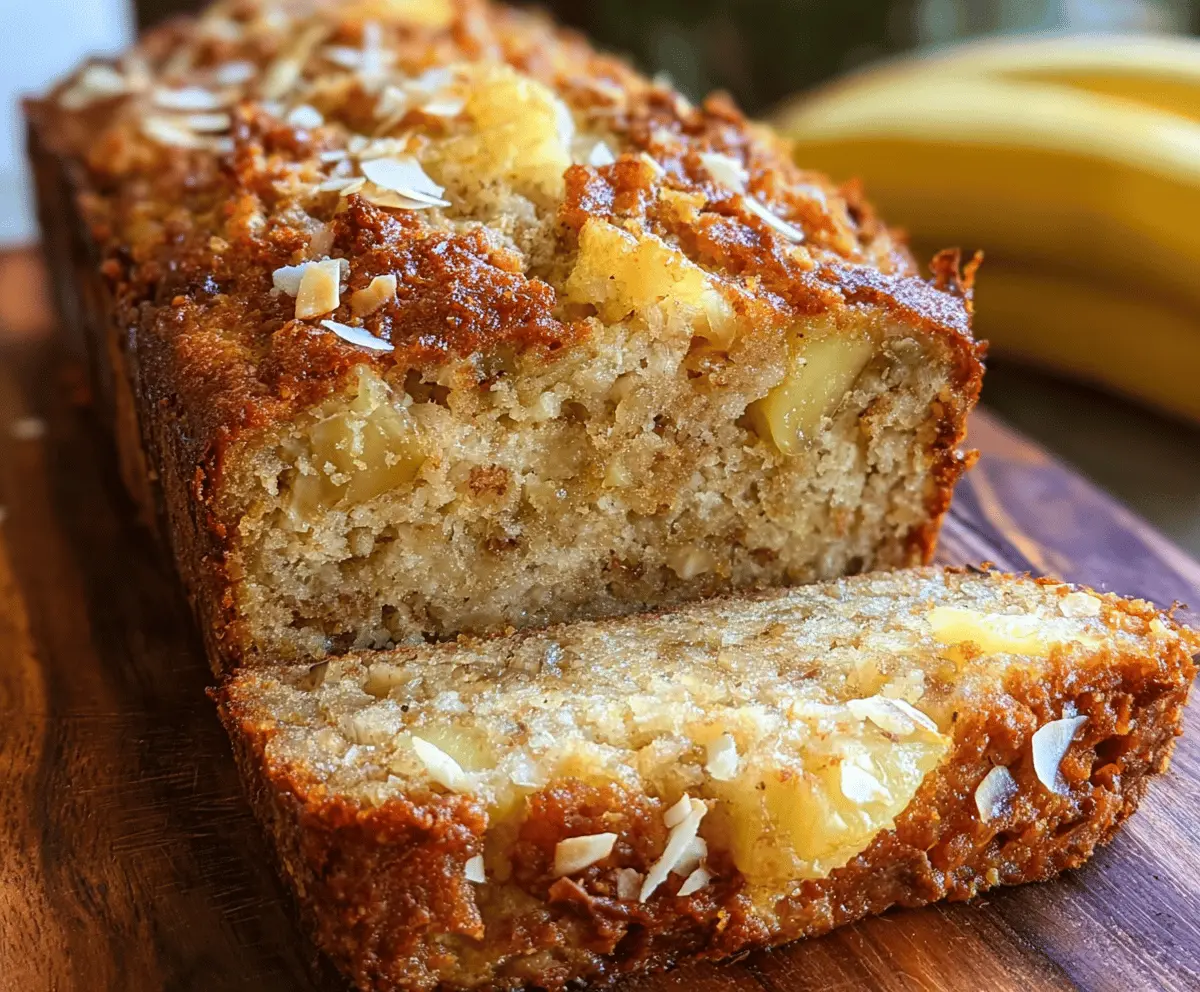 Tropical Hawaiian Banana Bread With Pineapple & Coconut