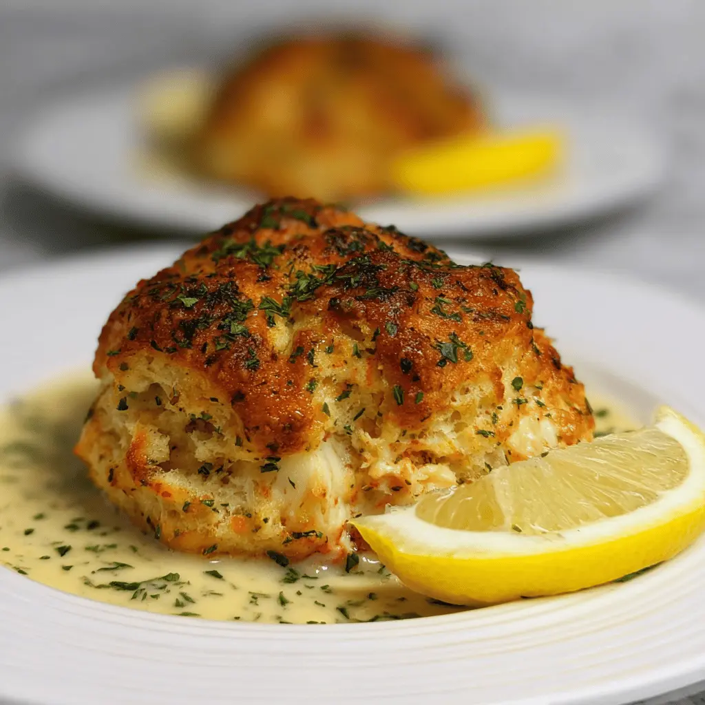Crab Stuffed Cheddar Bay Biscuits With Lemon Butter Sauce