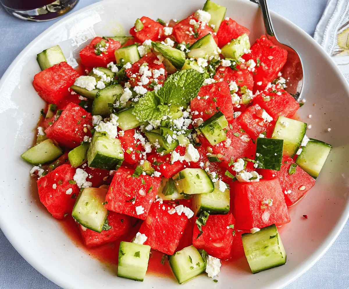 Refreshing Watermelon Cucumber Salad With Feta