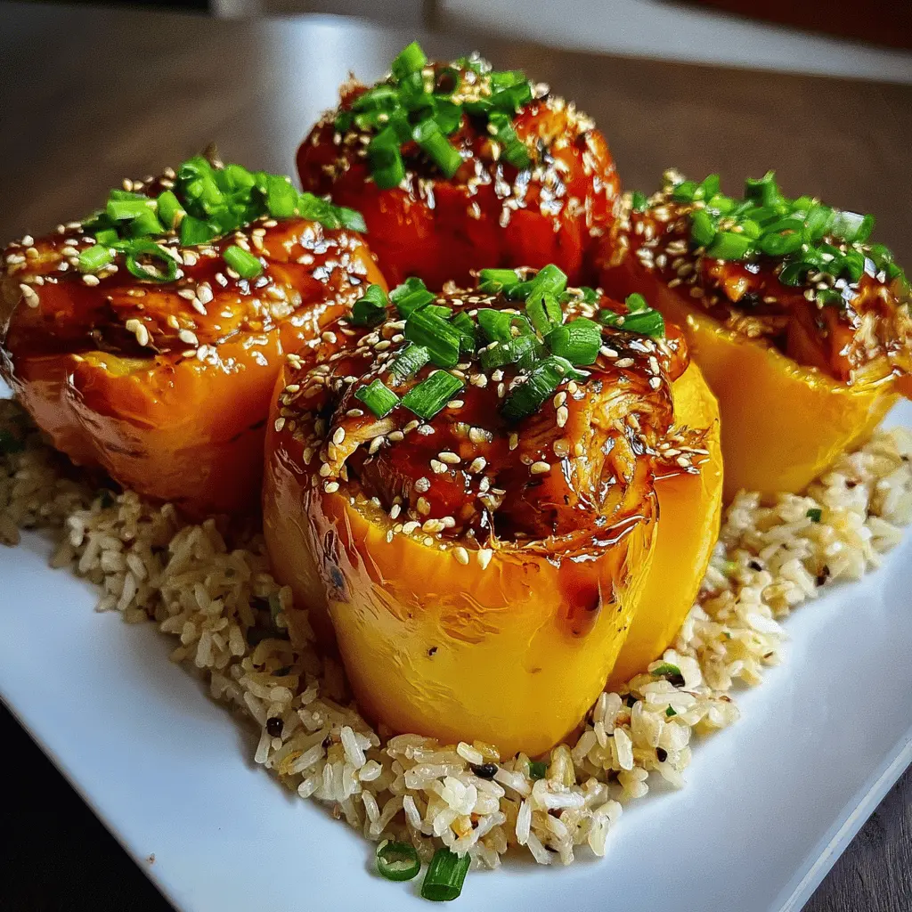 Teriyaki Pineapple Chicken Stuffed Peppers with Rice