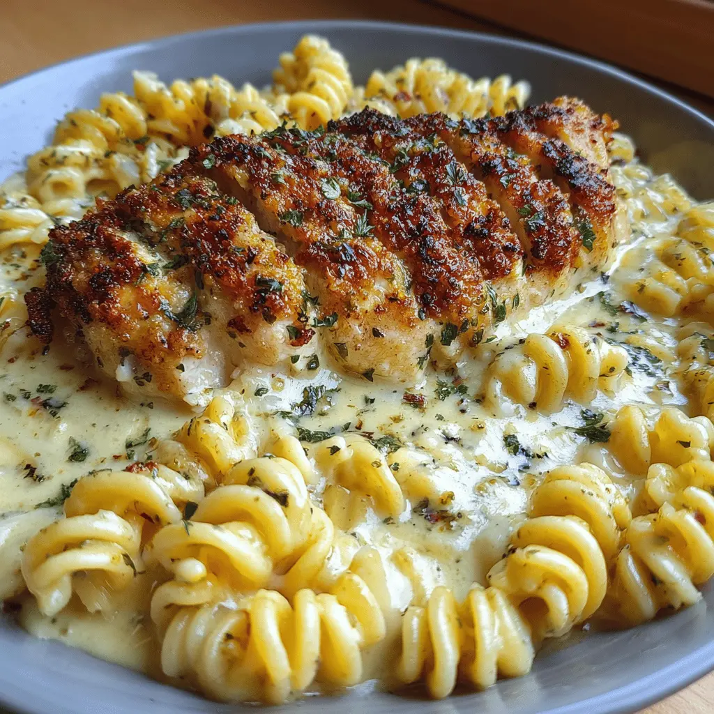 Creamy Garlic Parmesan Chicken with Cheesy Pasta Twist