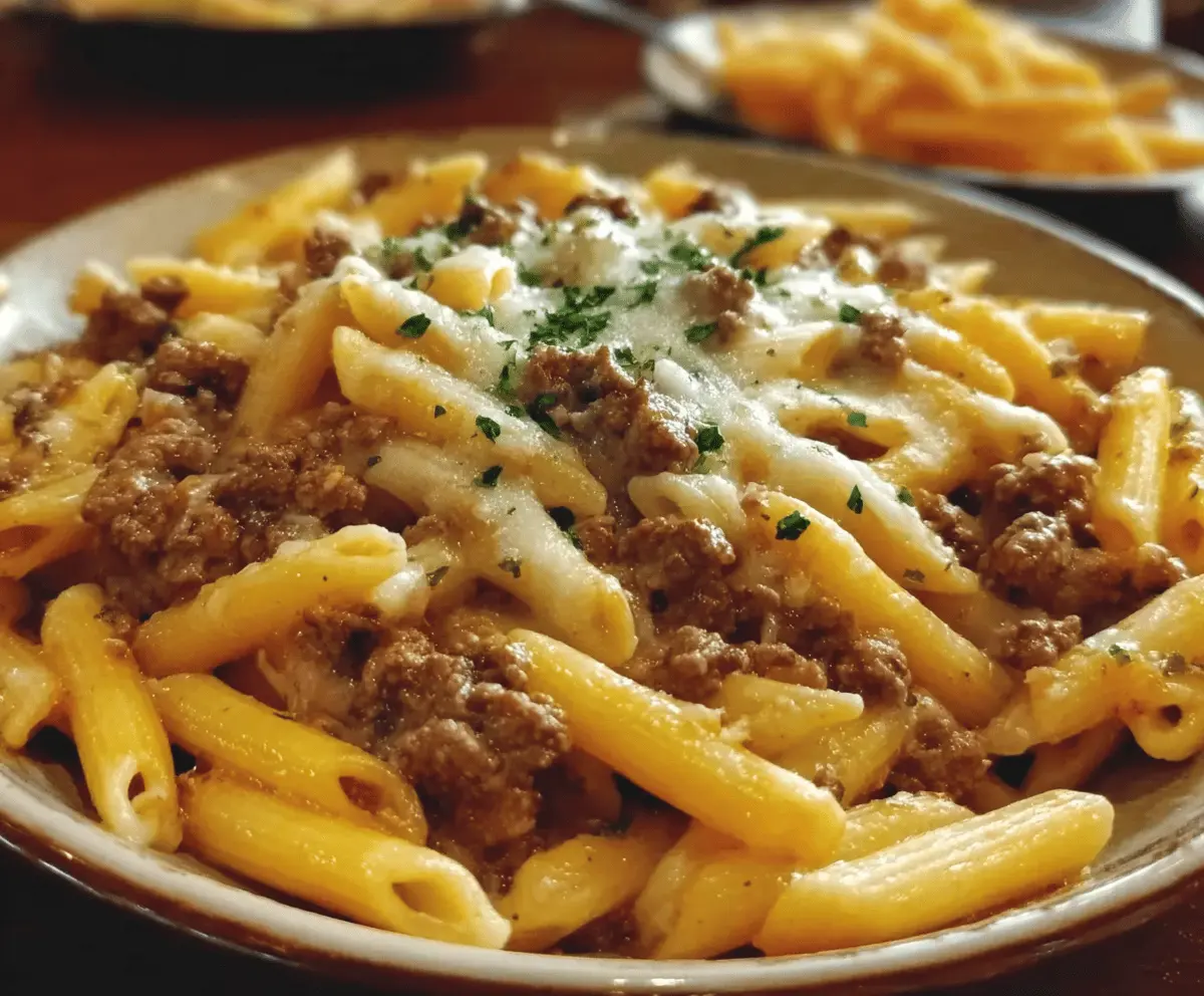Cheesy Penne with Garlic Butter Beef Recipe