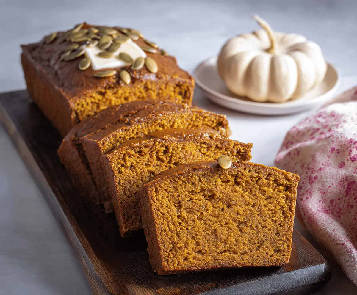 Delicious homemade copycat Starbucks pumpkin bread topped with a swirl of cream cheese frosting and sprinkled with cinnamon, perfect for fall.