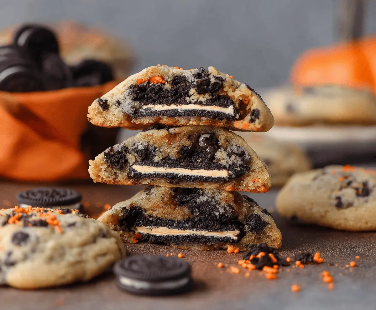 Halloween Oreo Stuffed Chocolate Chip Cookies