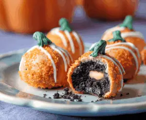Delicious Pumpkin Oreo Truffles garnished with orange sprinkles on a white plate, perfect for fall desserts and Halloween treats